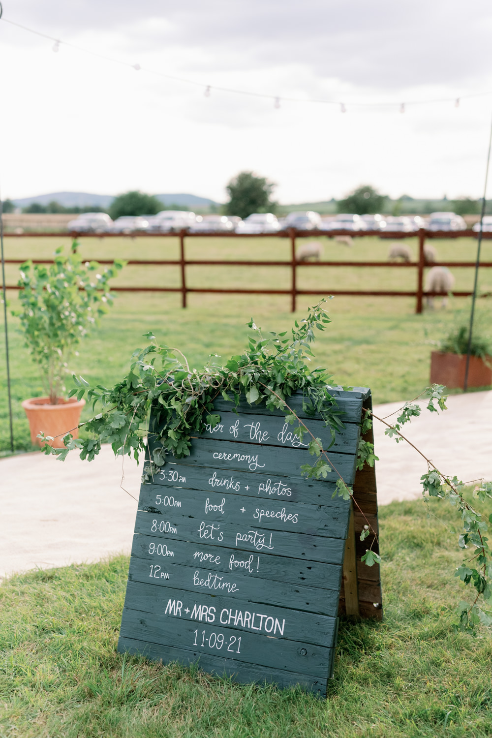 Chalk Board Sign Order Day Cotswolds Marquee Wedding Captured by Katrina