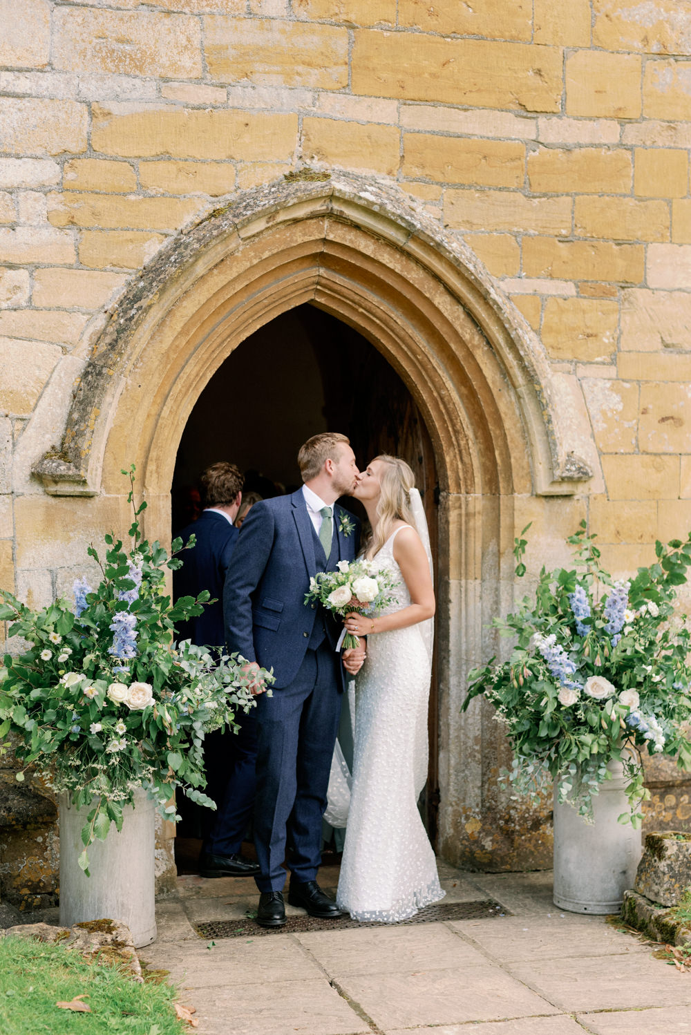 Milk Church Flowers Greenery White Blue Cotswolds Marquee Wedding Captured by Katrina