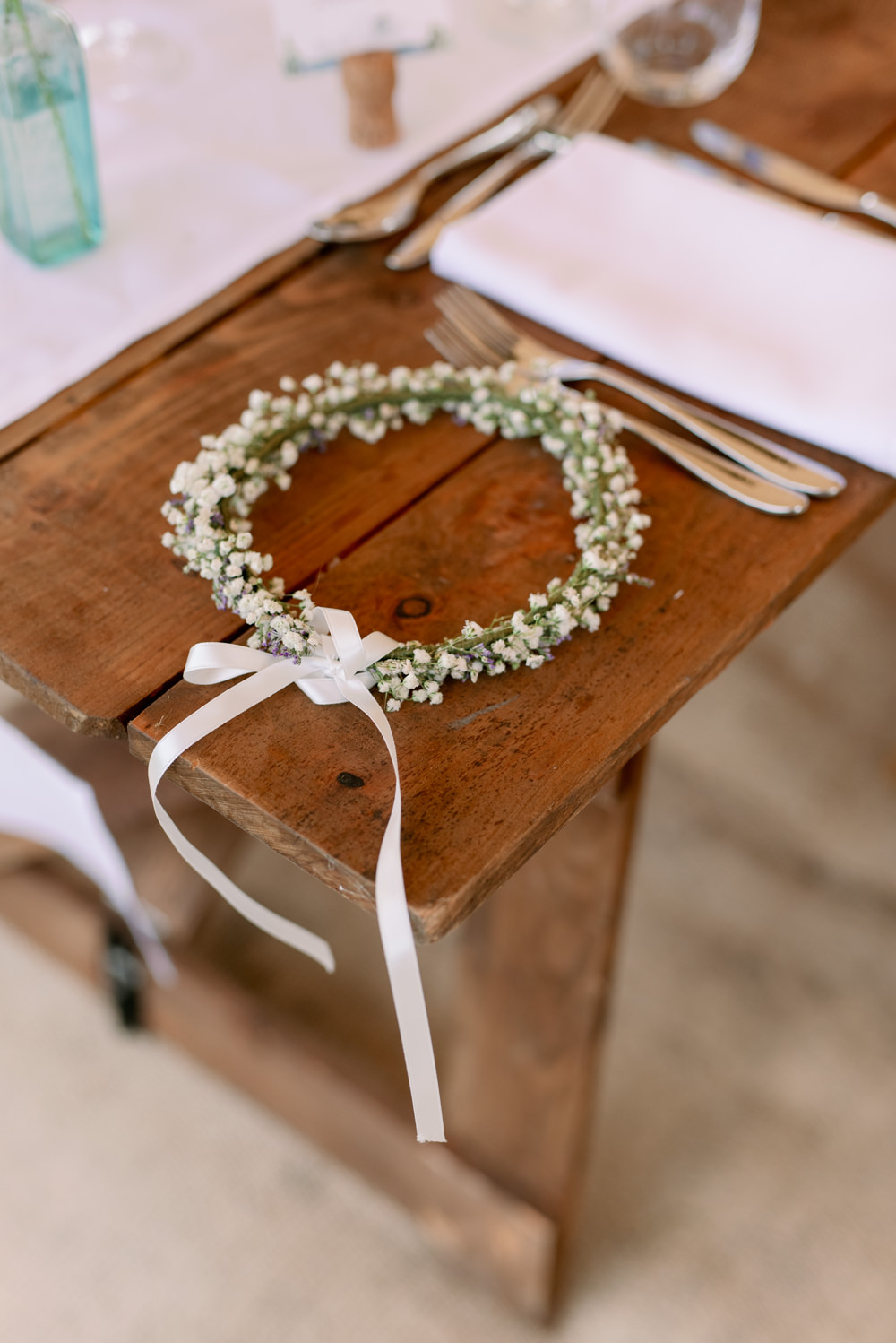 Flower Girl White Flower Crown Cotswolds Marquee Wedding Captured by Katrina
