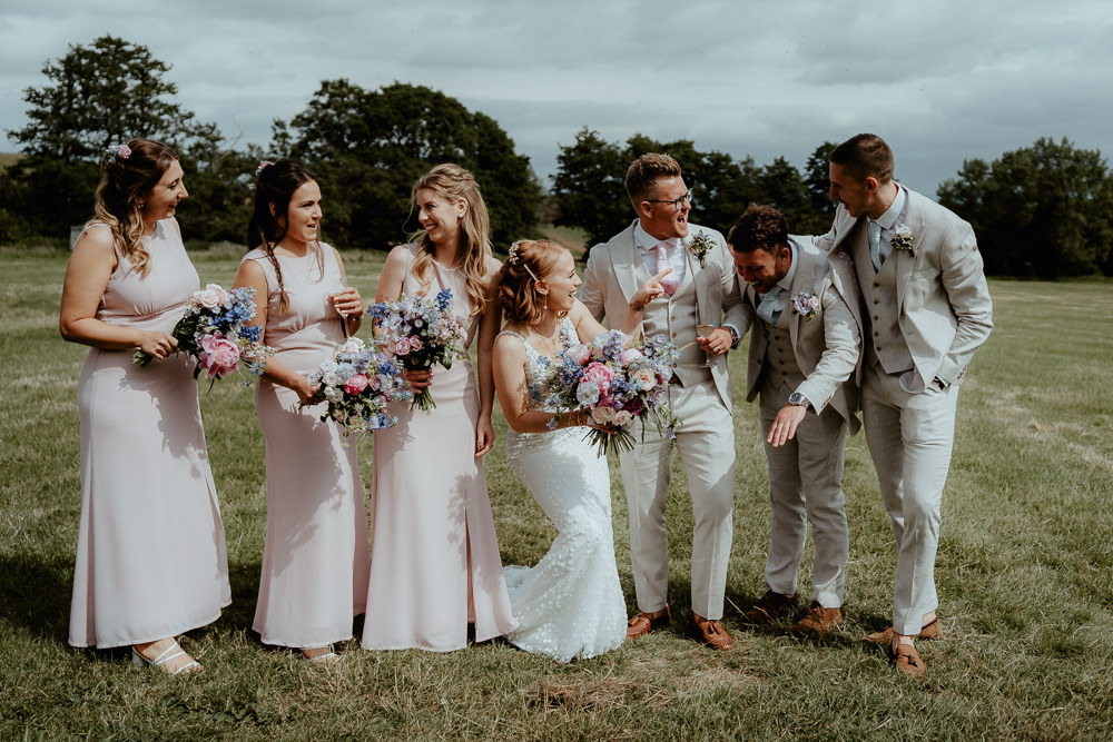 Pale Pink Bridesmaid Dresses Cream Suits Groomsmen Fairoaks Wedding Patrick Partridge Photography