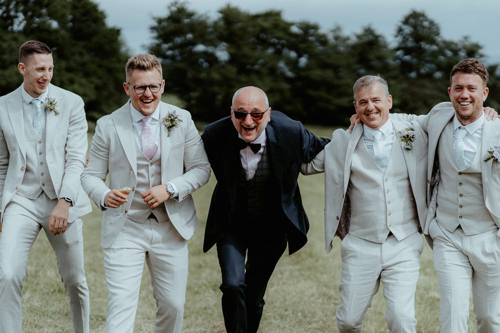 Cream Suits Groom Groomsmen Fairoaks Wedding Patrick Partridge Photography