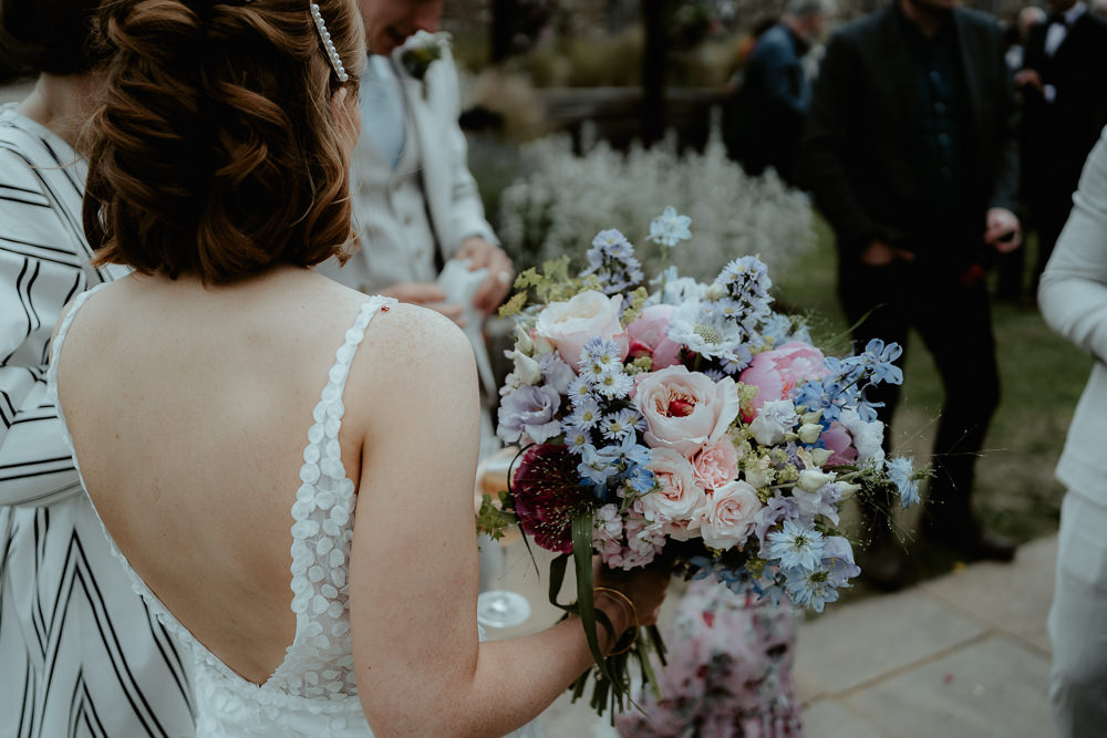 Bouquet Flowers Bride Bridal Pastel Pink Blue Fairoaks Wedding Patrick Partridge Photography