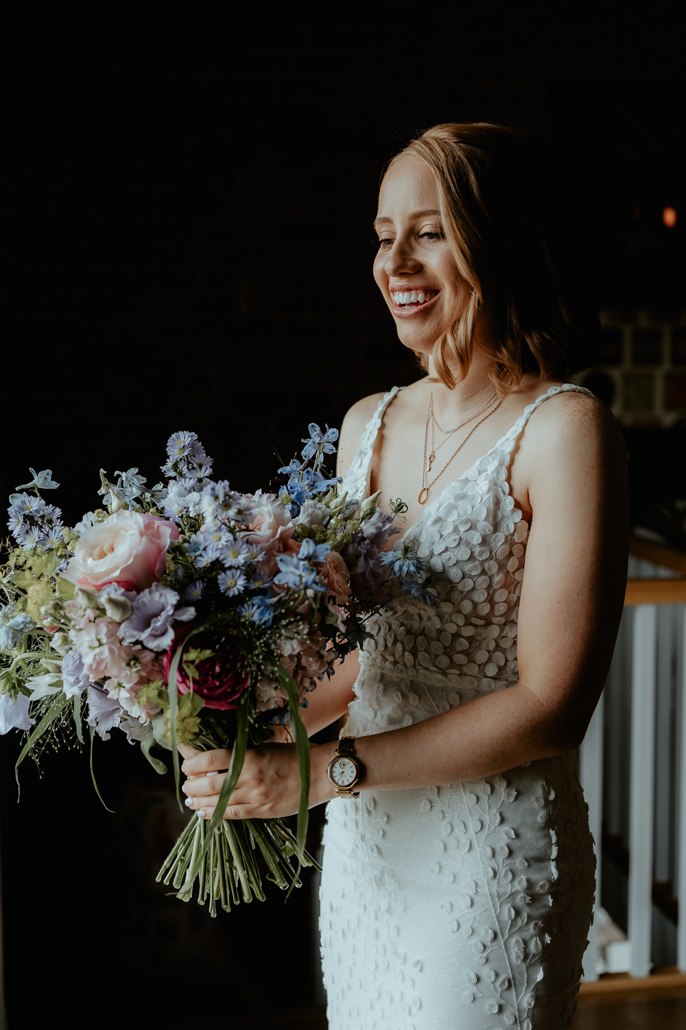 Bouquet Flowers Bride Bridal Pastel Pink Blue Fairoaks Wedding Patrick Partridge Photography