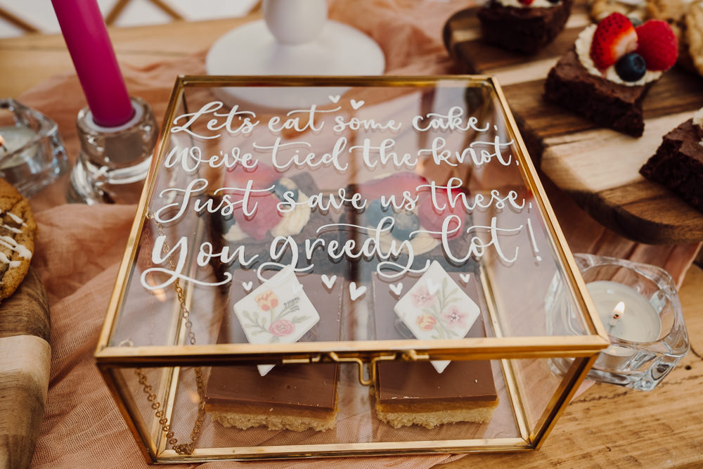 Cakes Dessert Box Festival Yurt Wedding Scott Carney Photography