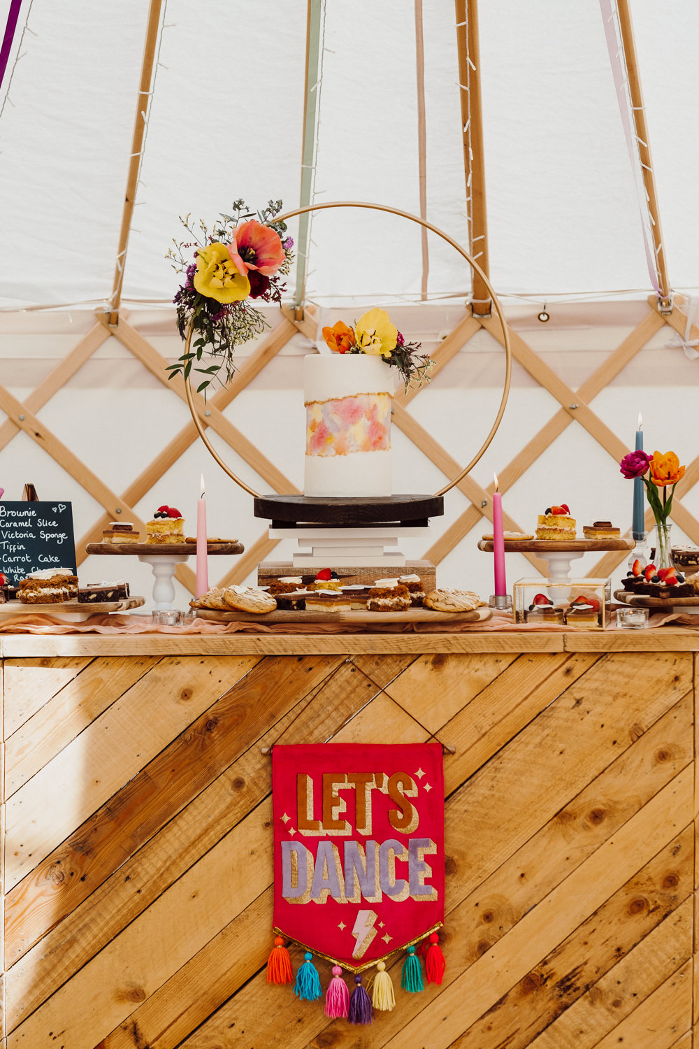 Cakes Dessert Table Festival Yurt Wedding Scott Carney Photography