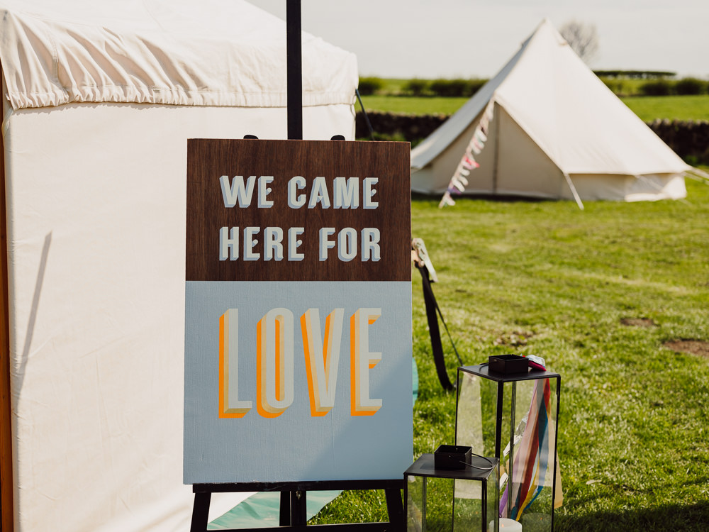 Graphic Modern Sign Festival Yurt Wedding Scott Carney Photography