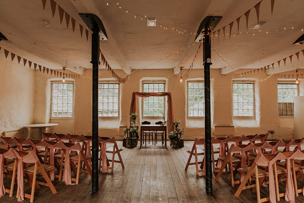 Hardcastle Crags Wedding Maddie Farris Photography Ceremony Room Aisle Chairs