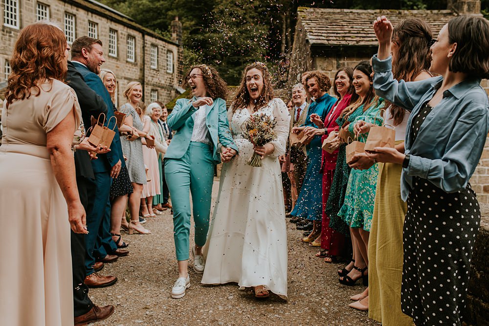 Confetti Throw Hardcastle Crags Wedding Maddie Farris Photography