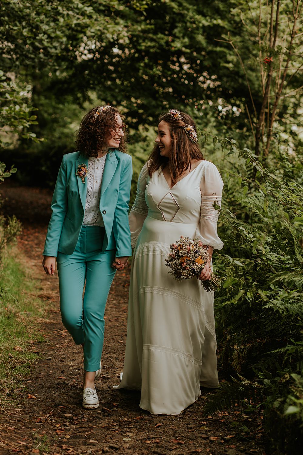 Dress Gown Bride Bridal Boho Long Sleeves Hardcastle Crags Wedding Maddie Farris Photography