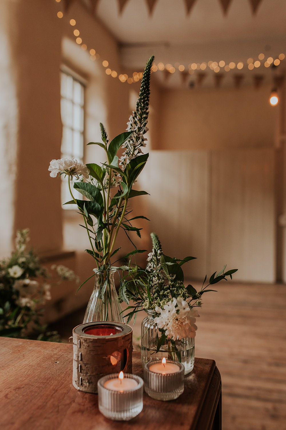 Log Stump Flower Bottle Decor Hardcastle Crags Wedding Maddie Farris Photography