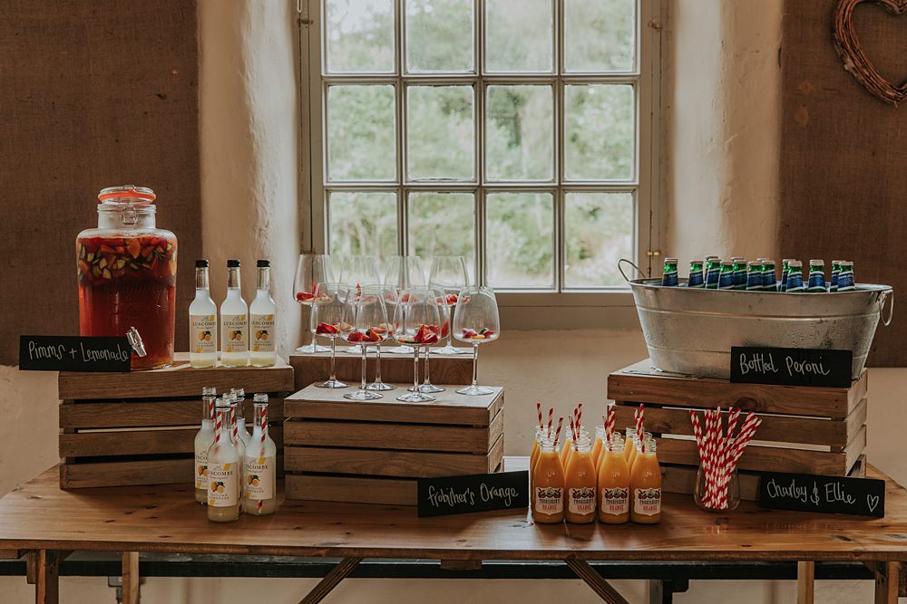 Drinks Table Bar Hardcastle Crags Wedding Maddie Farris Photography