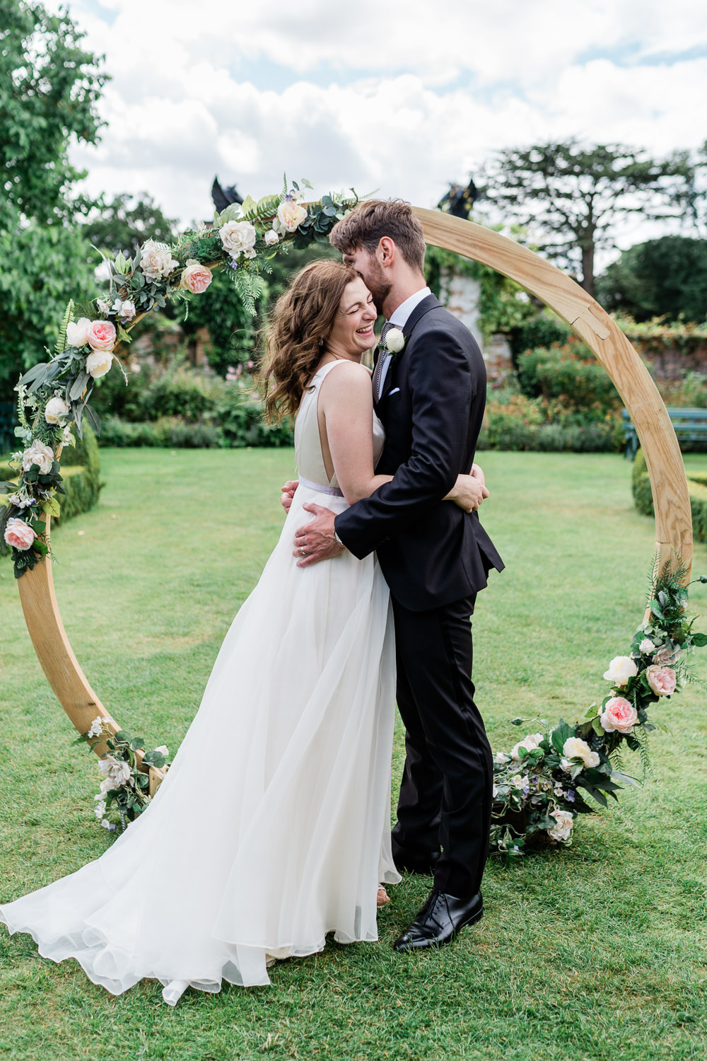 Helmingham Hall Wedding Gemma Giorgio Photography Hoop Backdrop Flower Arch Wooden