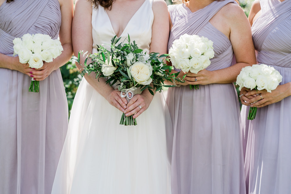 White Bouquets Bride Bridesmaid Helmingham Hall Wedding Gemma Giorgio Photography