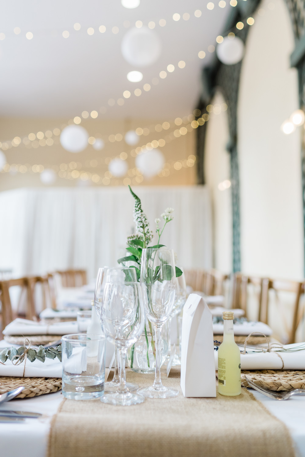 Hessian Table Runner Decor Helmingham Hall Wedding Gemma Giorgio Photography