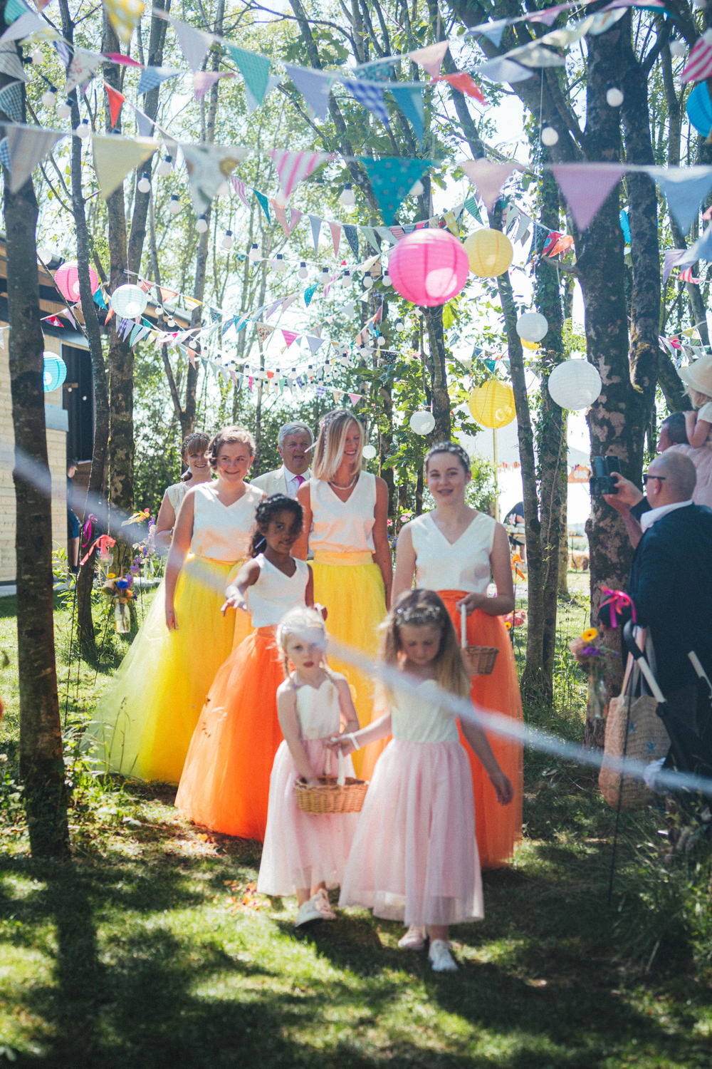 Bridesmaids Skirt Tops Orange Yellow Holsome Park Wedding Emma Stoner