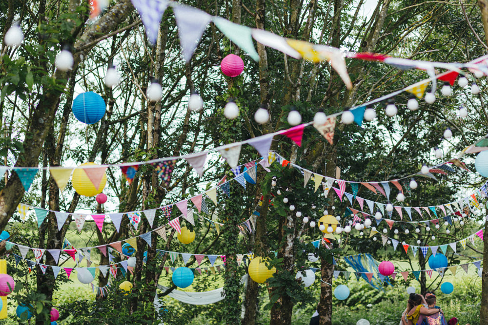 Bunting Lanterns Decor Trees Holsome Park Wedding Emma Stoner