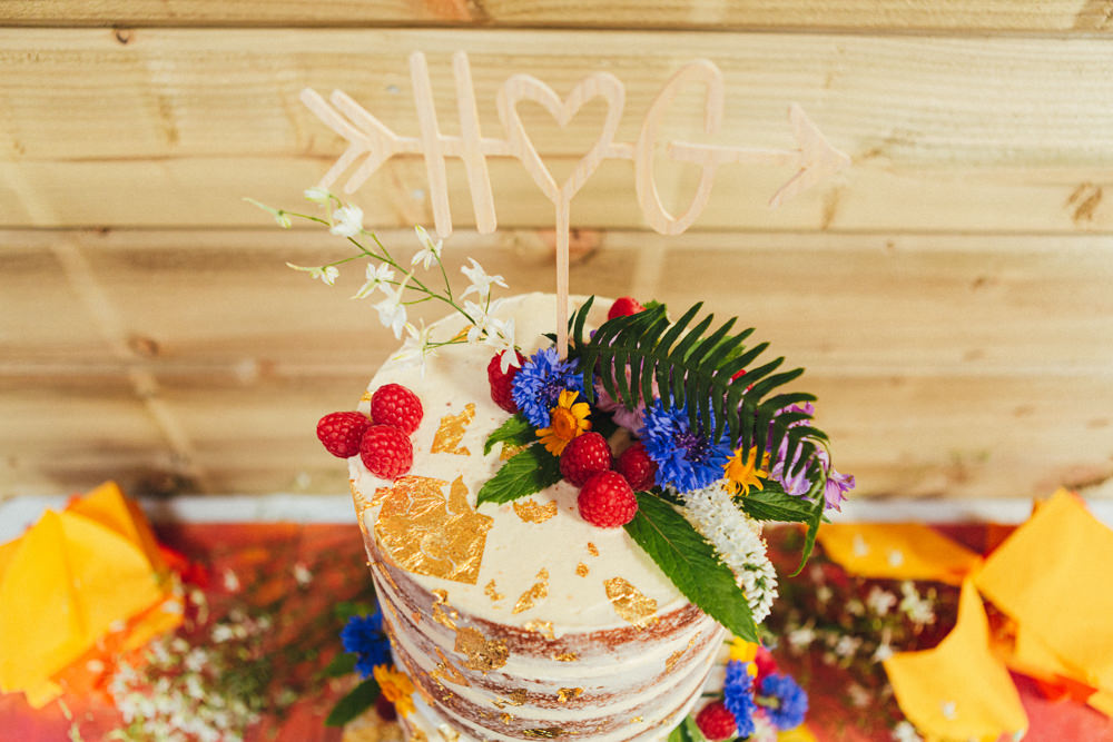 Naked Cake Flowers Wooden Topper Holsome Park Wedding Emma Stoner