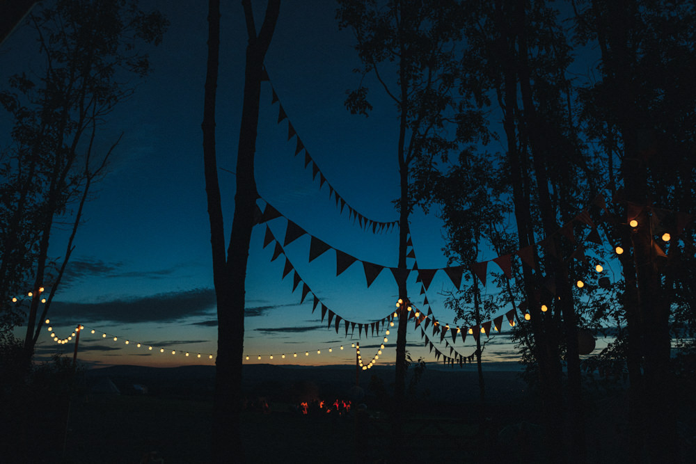Bunting Lanterns Decor Trees Holsome Park Wedding Emma Stoner