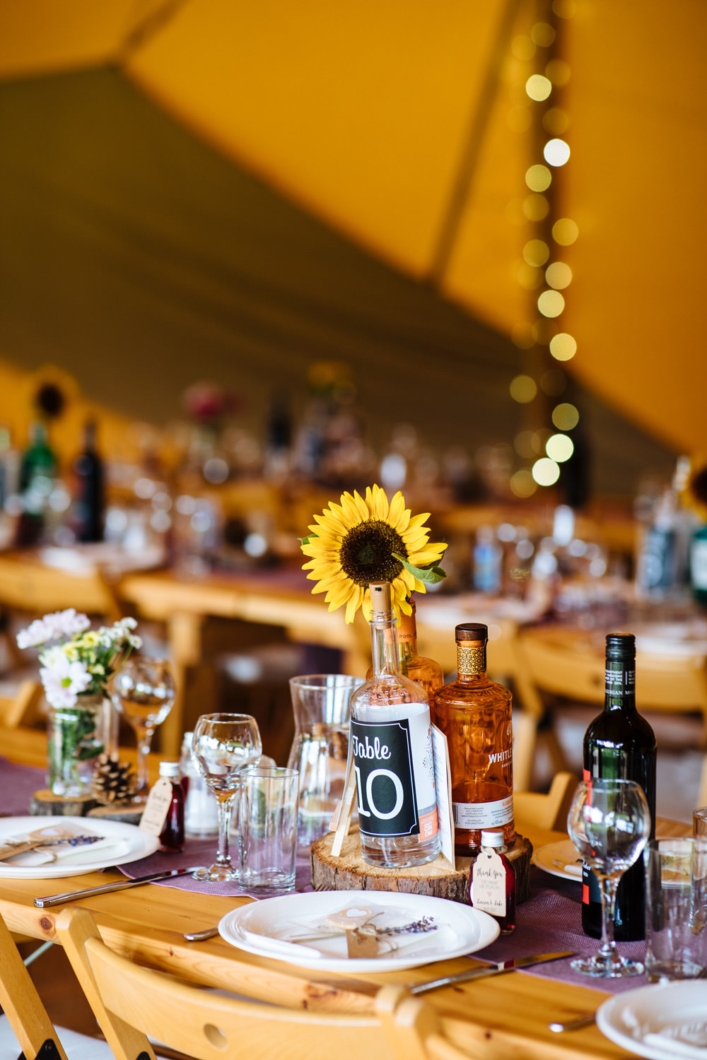 Table Decor Photo Table Name Flowers Purple Runners Lynsted Park Wedding Laura Debourde Photography