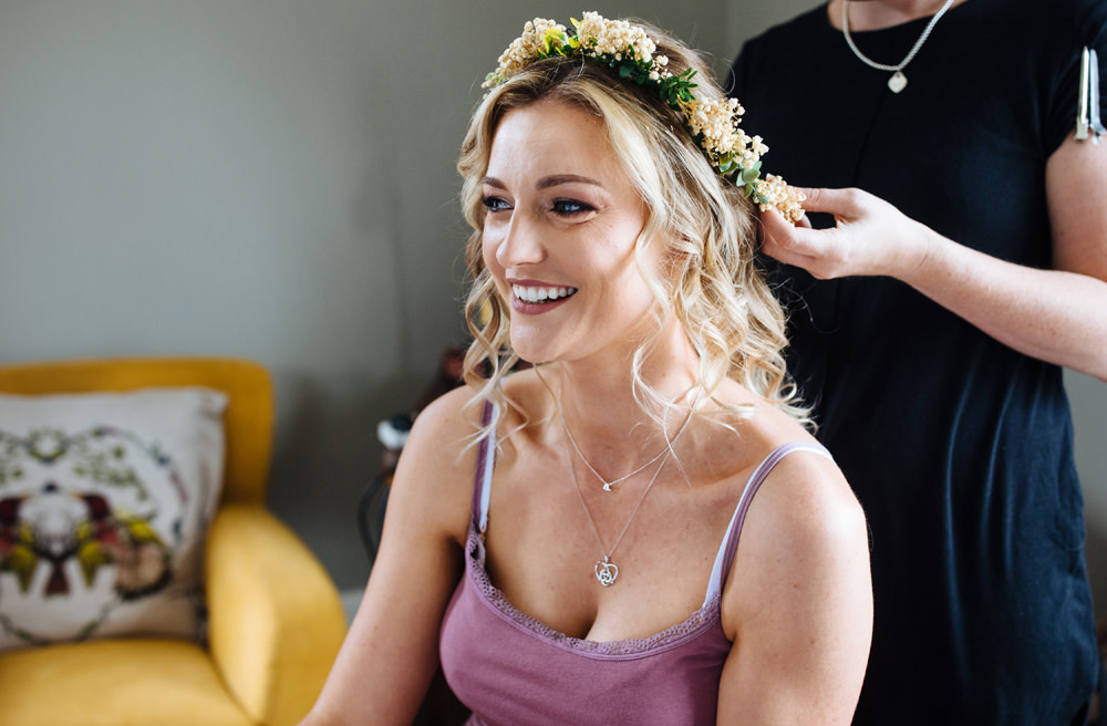 Bride Bridal Dried Flower Crown Lynsted Park Wedding Laura Debourde Photography