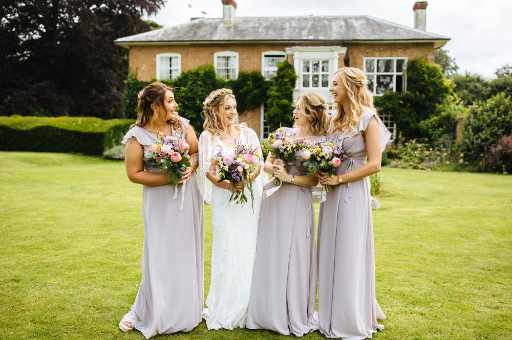 Long Lilac Grey Bridesmaid Dresses Lynsted Park Wedding Laura Debourde Photography