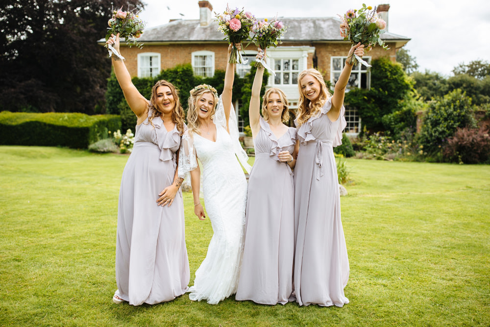 Long Lilac Grey Bridesmaid Dresses Lynsted Park Wedding Laura Debourde Photography