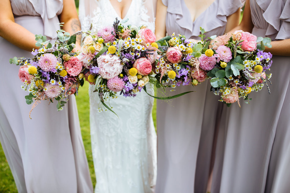 Bouquet Flowers Bride Bridal Bridesmaid Peony Rose Daisy Dahlia Lynsted Park Wedding Laura Debourde Photography