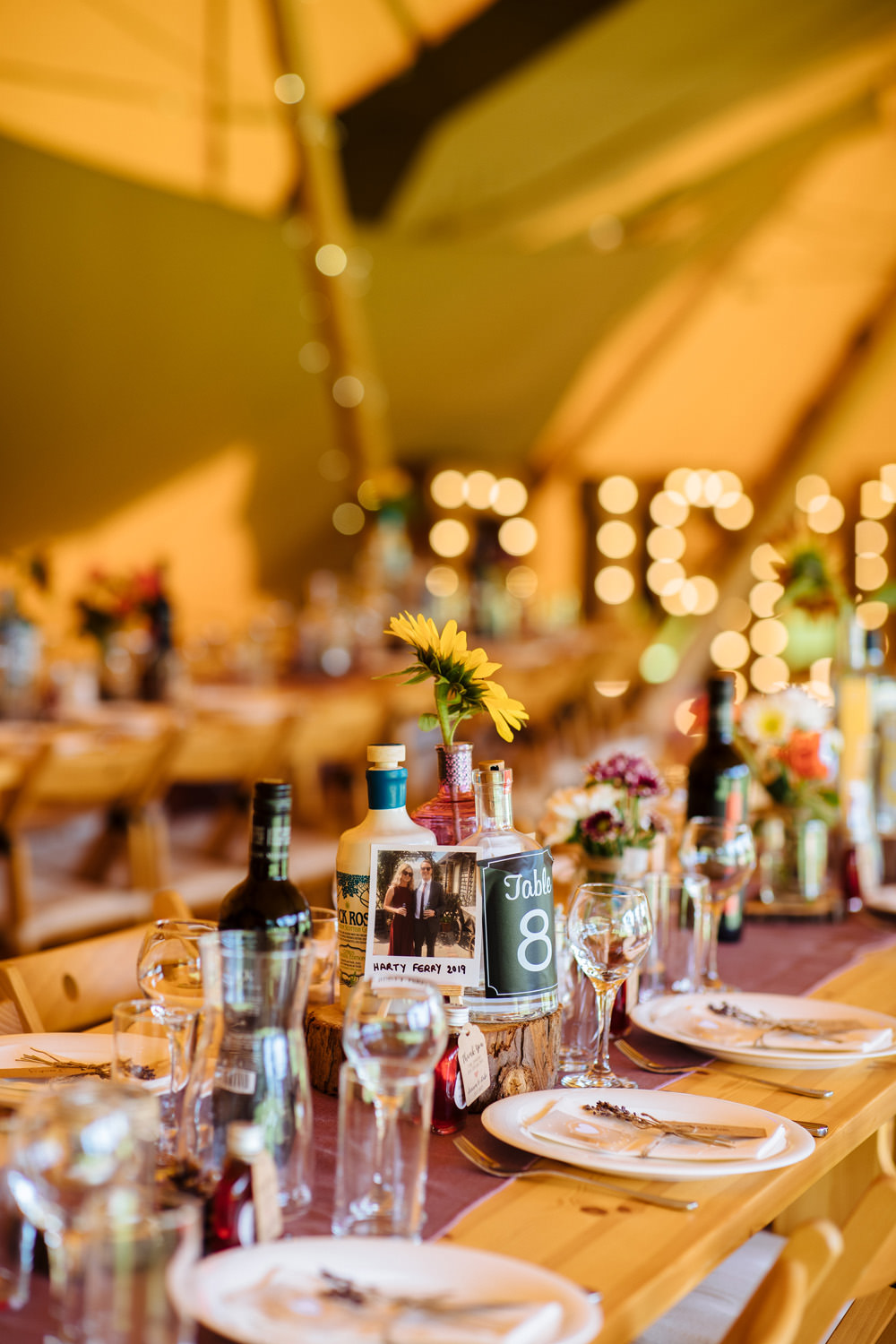 Table Decor Photo Table Name Flowers Purple Runners Lynsted Park Wedding Laura Debourde Photography