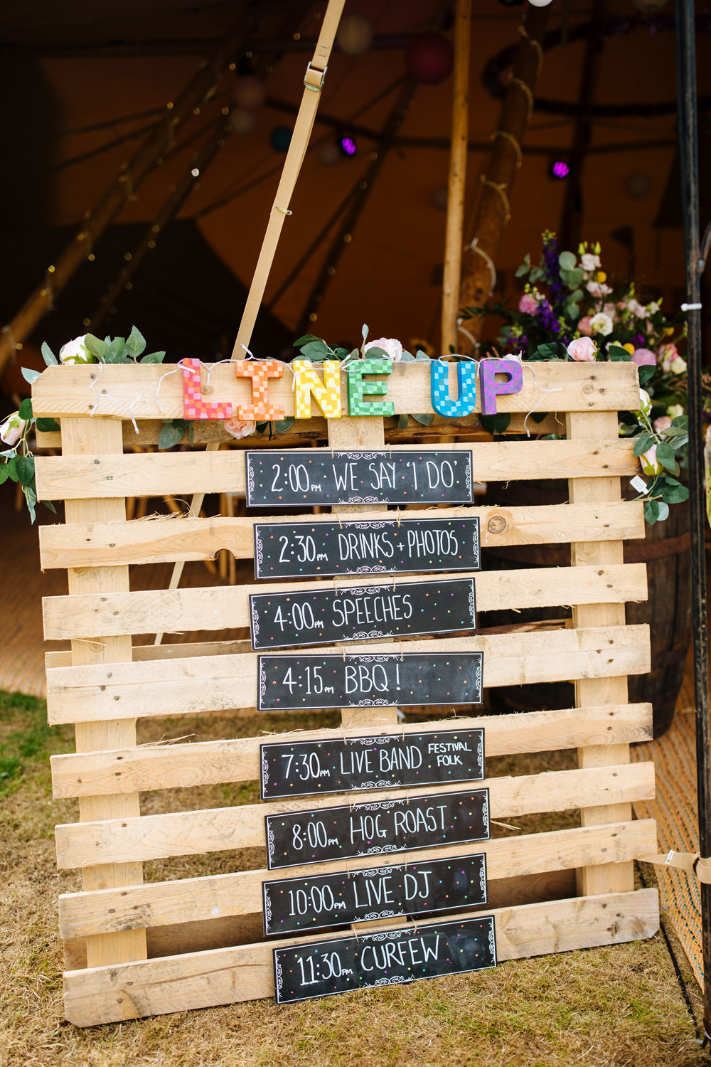 Wooden Pallet Sign Order Day Lynsted Park Wedding Laura Debourde Photography