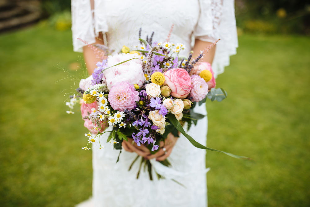 Bouquet Flowers Bride Bridal Bridesmaid Peony Rose Daisy Dahlia Lynsted Park Wedding Laura Debourde Photography
