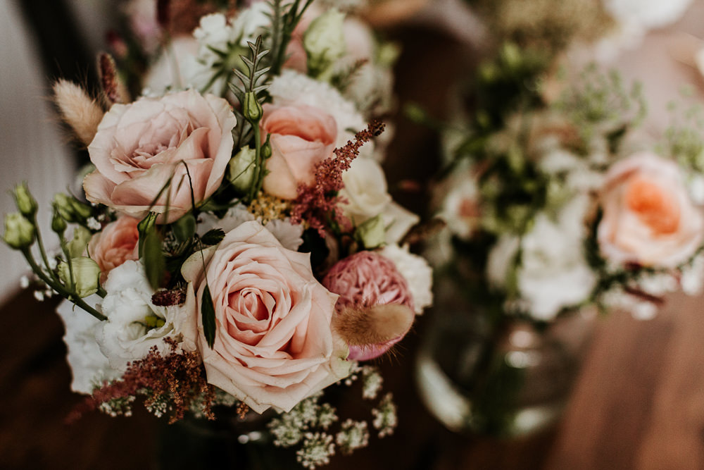 Peach Flowers Bouquets Bride Bridesmaid Bridal Rose Ammi Made With Love Lola Wedding Dress Annie Bradney Photography