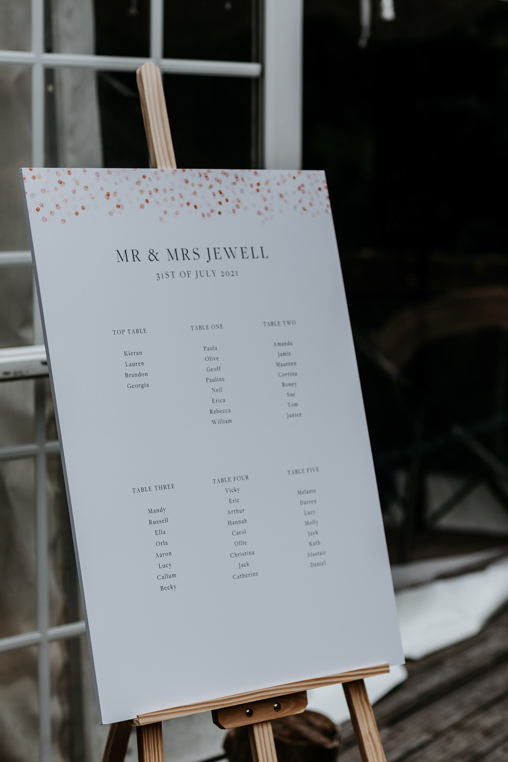 Table Plan Seating Chart Confetti Made With Love Lola Wedding Dress Annie Bradney Photography