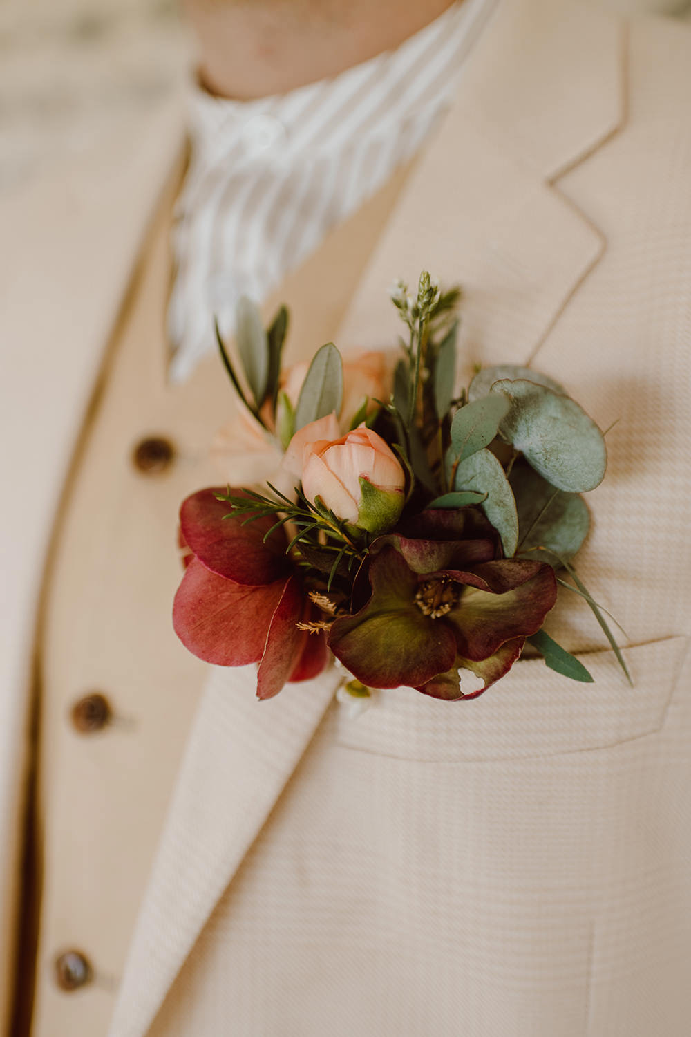 Grooom Pocket Flowers Buttonhole Montague Farm Wedding Jessica Bevan Photography