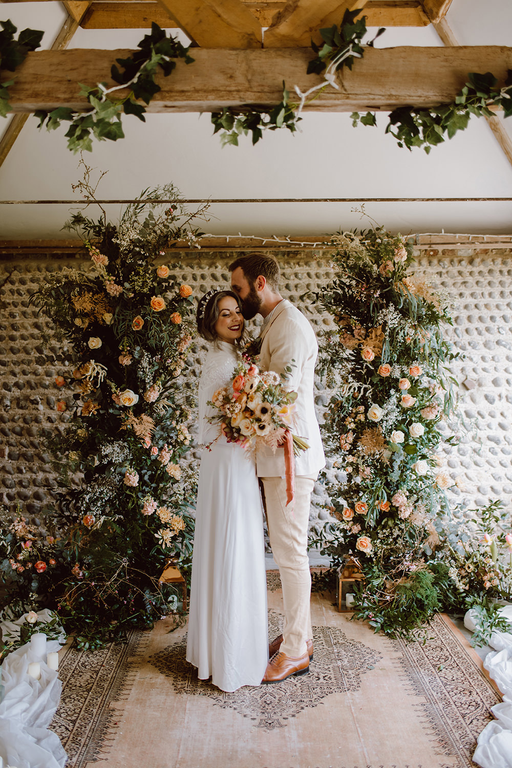 Montague Farm Wedding Jessica Bevan Photography Flower Installation Backdro Greenery Peach Aisle Ceremony