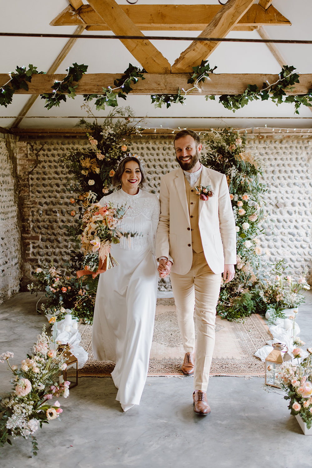 Montague Farm Wedding Jessica Bevan Photography Flower Installation Backdro Greenery Peach Aisle Ceremony