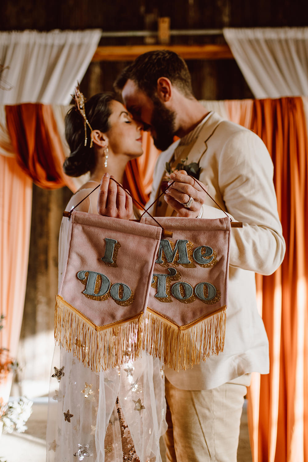 Fabric Banner Signs Montague Farm Wedding Jessica Bevan Photography