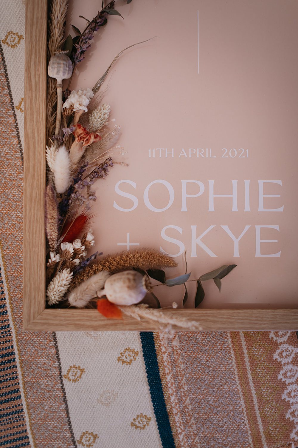 Praia da Luz Wedding OydinMei Pink Sign Dried Flowers
