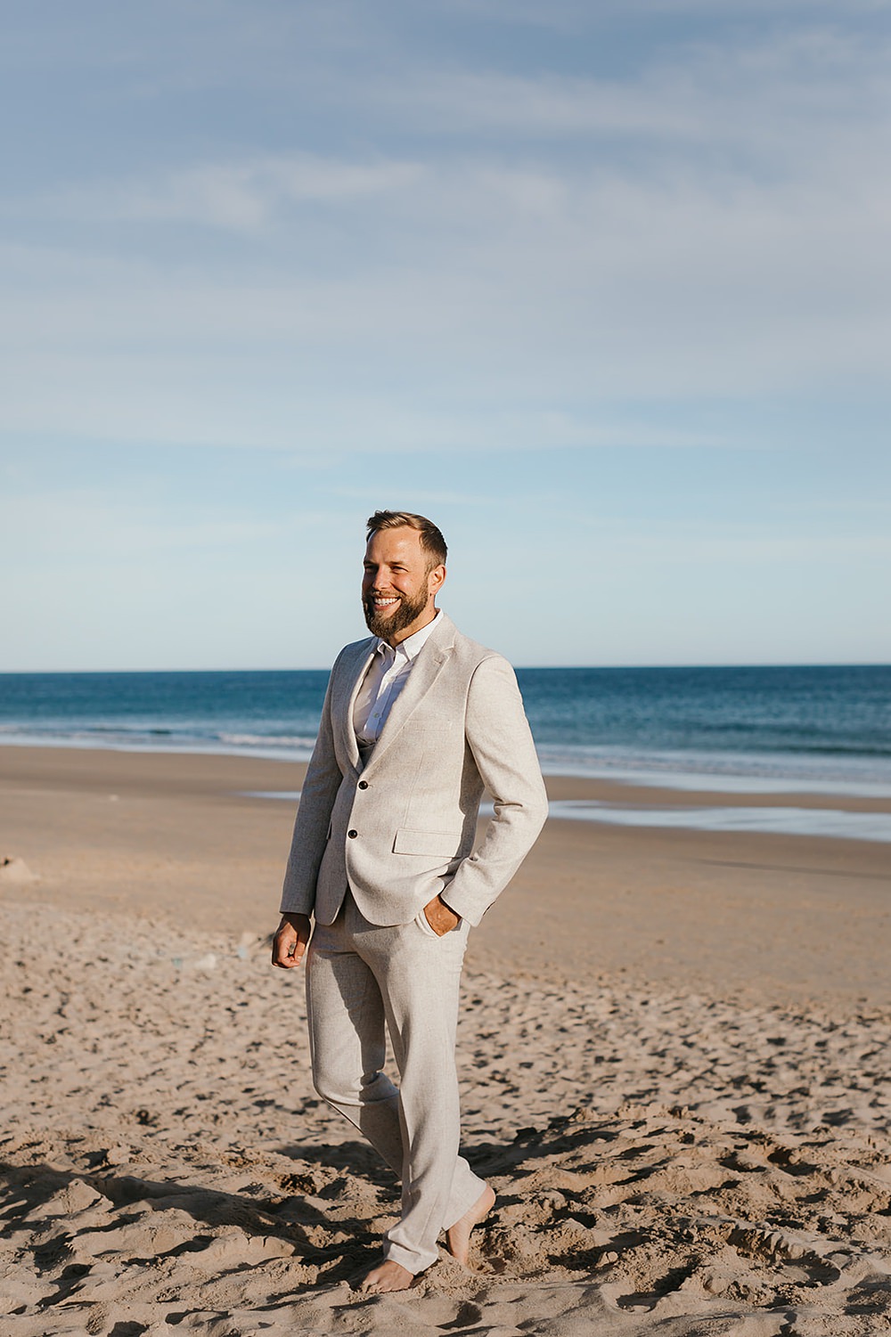 Cream Suit GRoom Praia da Luz Wedding OydinMei