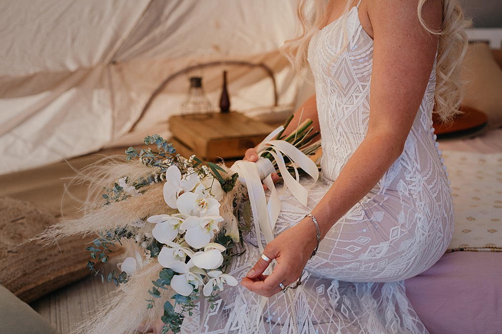 Bouquet Flowers Bride Bridal Pampas Grass White Orchid Praia da Luz Wedding OydinMei
