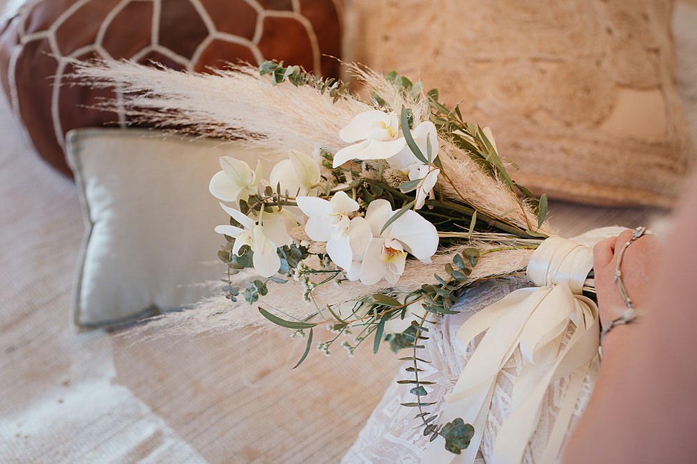 Bouquet Flowers Bride Bridal Pampas Grass White Orchid Praia da Luz Wedding OydinMei