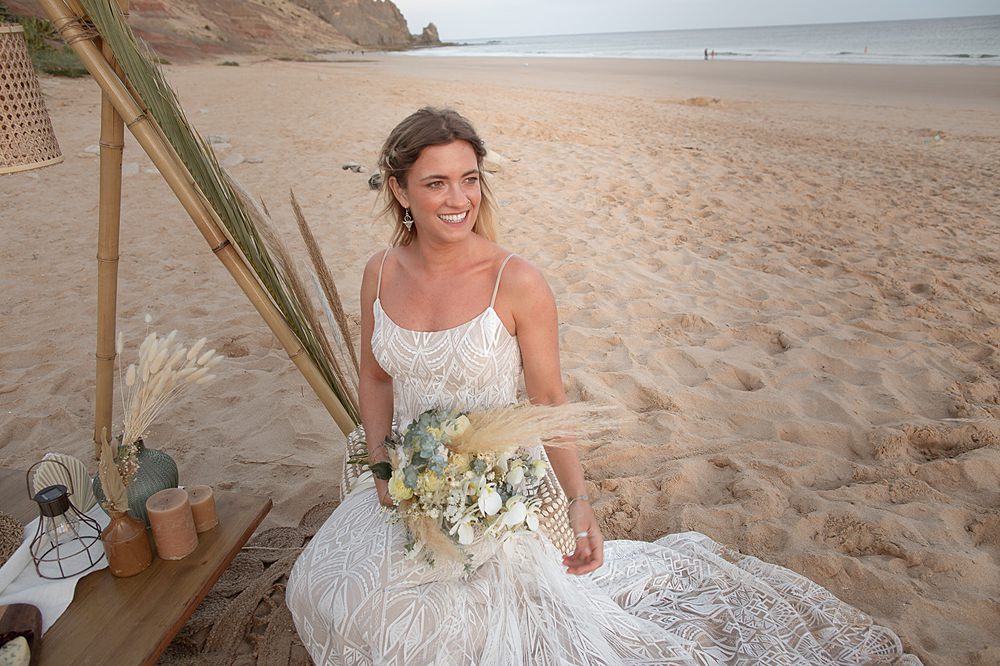 Dress Gown Bride Bridal Boho Lace Praia da Luz Wedding OydinMei