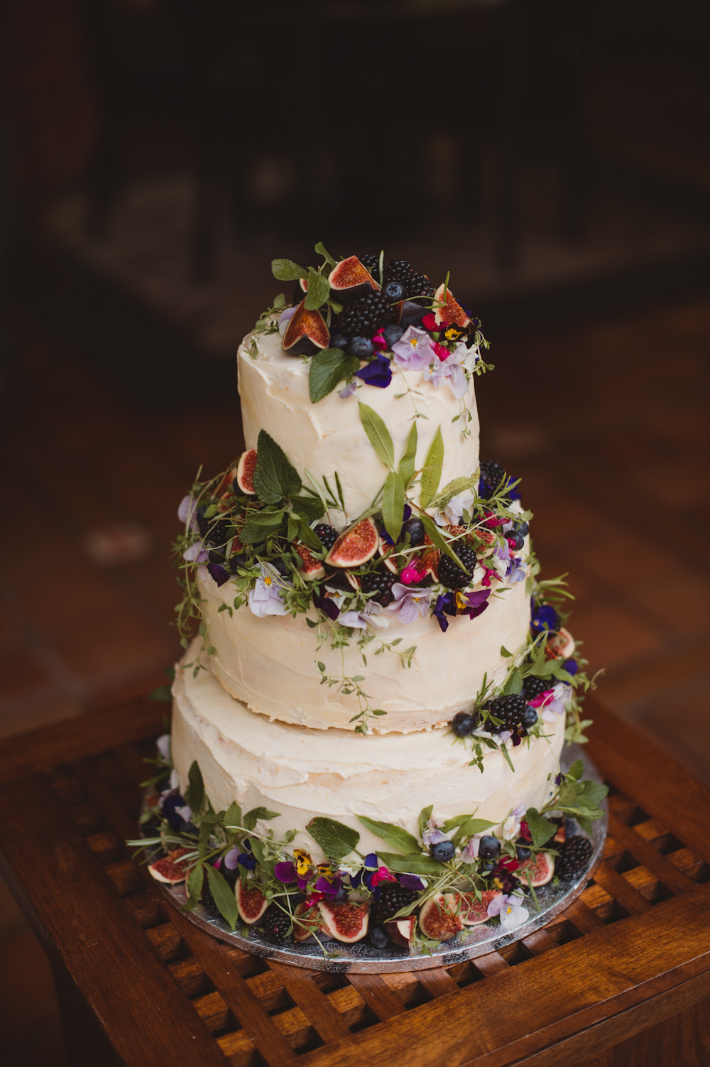 Buttercream Cake Greenery Flowers Fruit Riverside Buckinghamshire Wedding Sasha Weddings