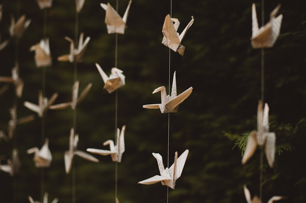 Origami Paper Cranes Decor Riverside Buckinghamshire Wedding Sasha Weddings