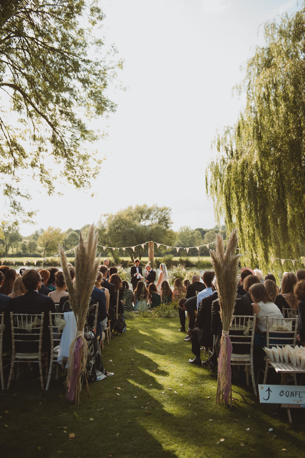 Ceremony Clear Dome Pampas Grass Decor Bunting Aisle Riverside Buckinghamshire Wedding Sasha Weddings
