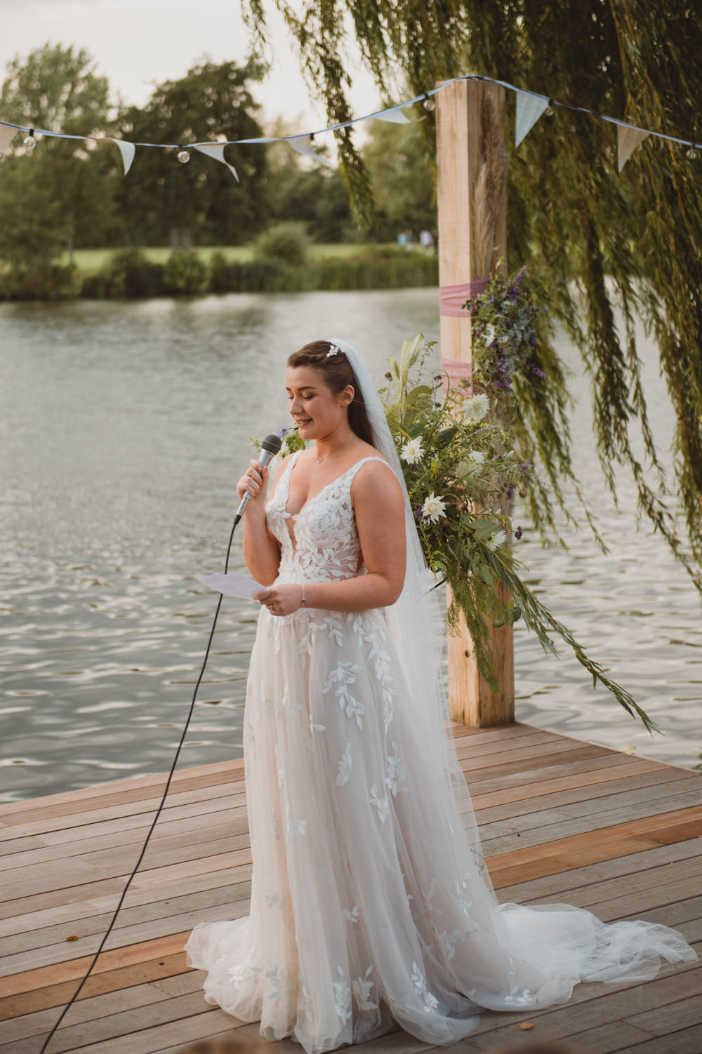 Dress Gown Bride Bridal Blush Lace Tulle Train Riverside Buckinghamshire Wedding Sasha Weddings