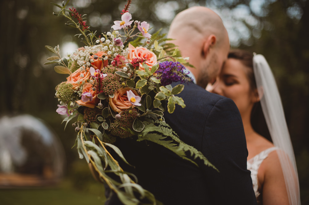 Bouquet Flowers Bride Bridal Coral Rose Cosmos Riverside Buckinghamshire Wedding Sasha Weddings