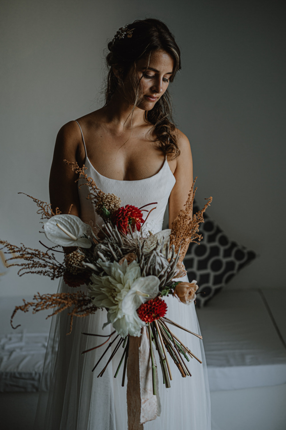 Bouquet Flowesr Bride Bridal Dahlia Grass Anthurium Salina Elopement Ideas Gianmarco Amico