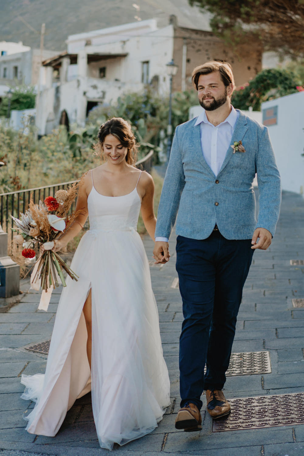 Groom Blus Jacket Navy Trousers Salina Elopement Ideas Gianmarco Amico