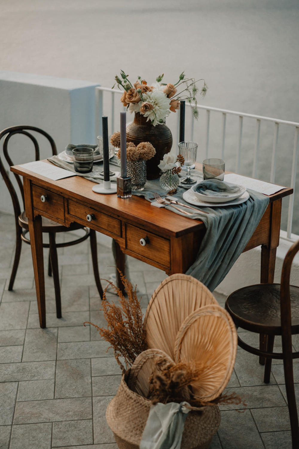 Sweetheart Wedding Table Blue Runner Palms Decor Salina Elopement Ideas Gianmarco Amico