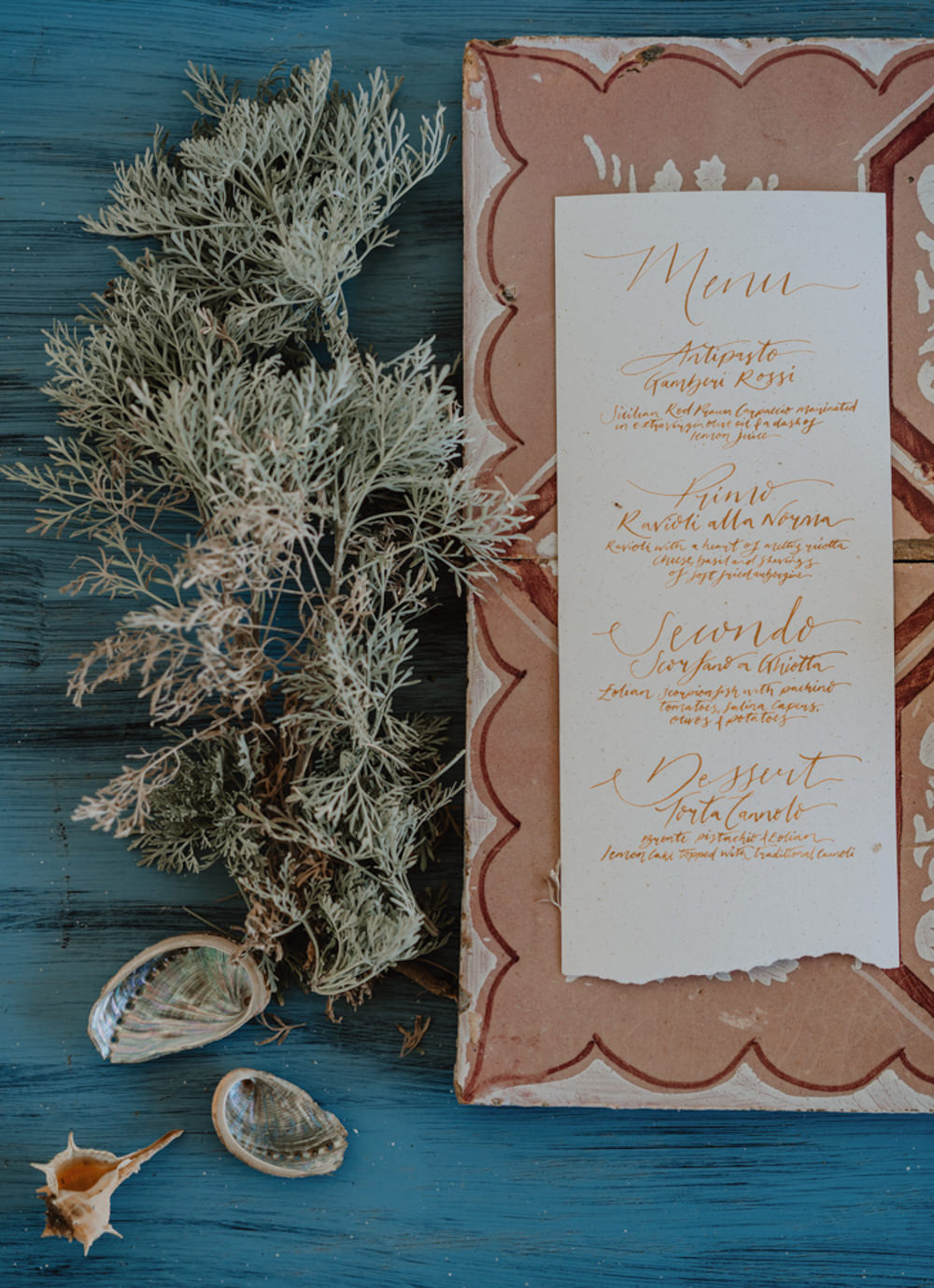 Menu Calligraphy Salina Elopement Ideas Gianmarco Amico